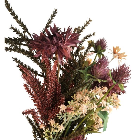 Hand Tied Artificial Flower Bouquet With Burgundy Purple Cream and Green Tones - Picture 10 of 15